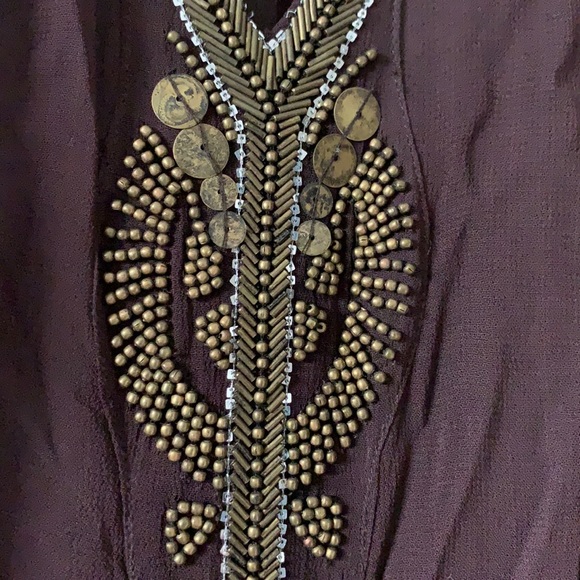 Antik Batik chiffon beaded caftan semi sheer beach summer dress kimono - Picture 9 of 11